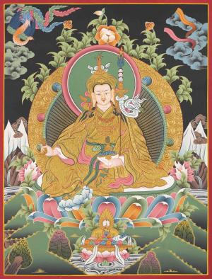Guru Rinpoche Traditional Handpainted Thangka | Lotus Born Master Of Buddhism